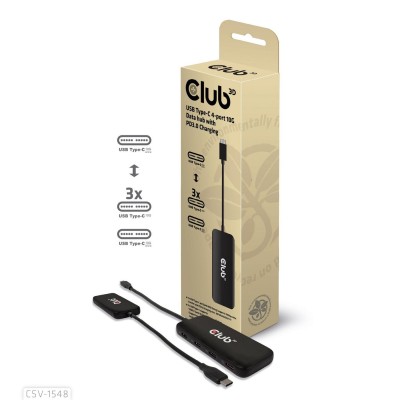 Club3D CSV-1548 USB-C Hub 4 portar 100W - Svart