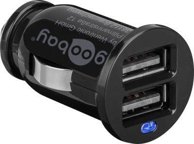Goobay Dual USB Car Charger, 12V cigguttag till 2xUSB 1,05A+2,1A