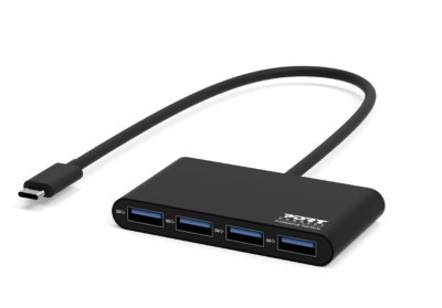 USB-C-hub Port Designs, 4xUSB 3.0, aluminium - Silver/vit#1