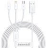 Baseus Superior Multi Charger Kabel USB A, USB C+Micro USB A+Lightning, USB2, 0,48 Gbit/s, 1,5m - Vit#1