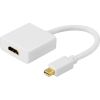 DELTACO mini DisplayPort till HDMI adapter, 20-pin ha - ho, 18cm, vit#1