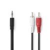 Stereoljudkabel RCA Hane till 3.5 mm Hane 1,50 m, Svart