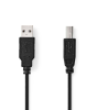 Kabel USB-A - USB-B Hane 3m, Nedis, Nickelplaterad Rund, Svart#1