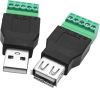 USB blockkontakt 1 st hane +1 st hona kontakt 5 stift adapter, skruvterminal, lödfri#1